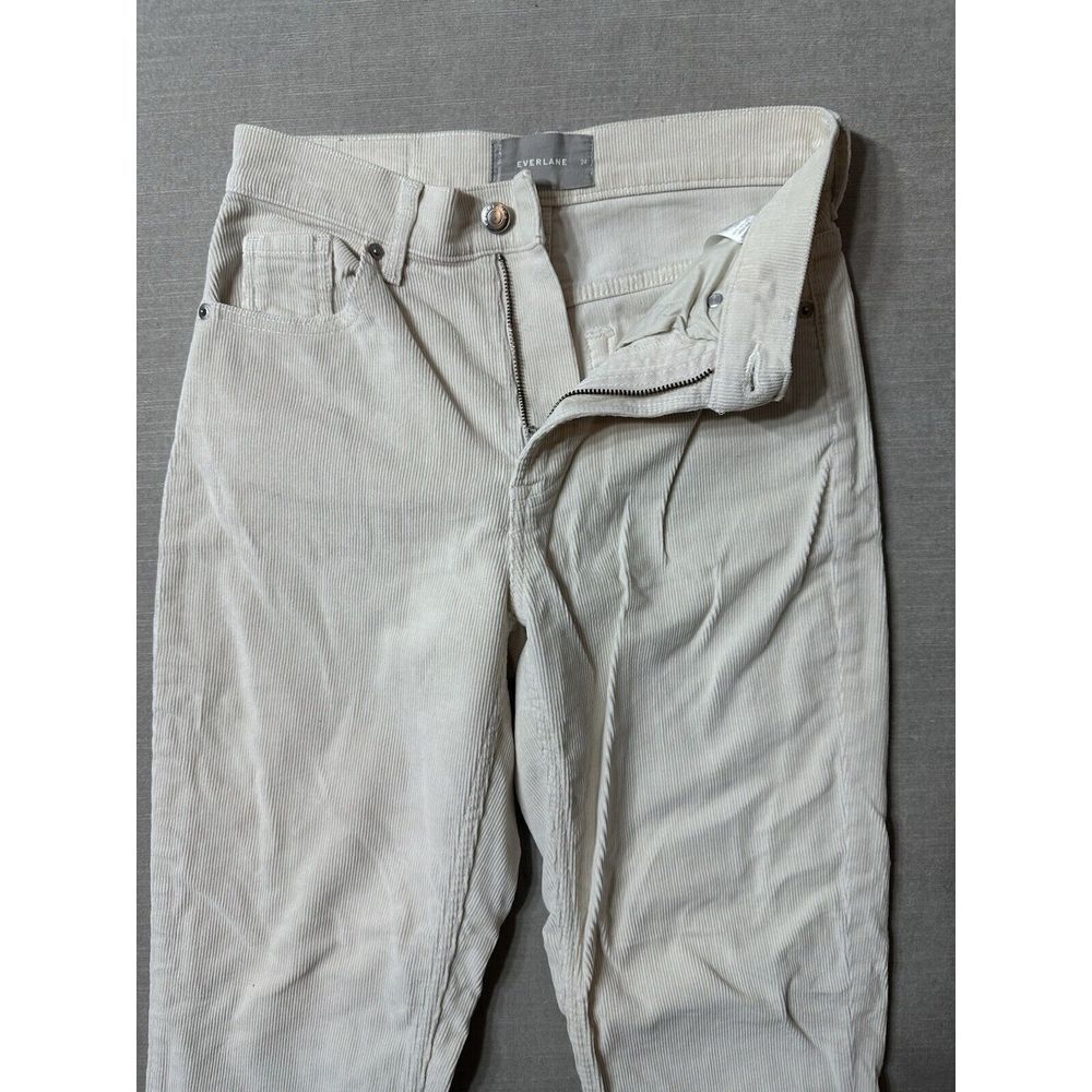Everlane The Corduroy Straight Leg Crop Pants Bone White Size 24 High Rise Ankle - Picture 2 of 8